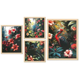 Framed Painting Set of Four for Wall Painting Decoration