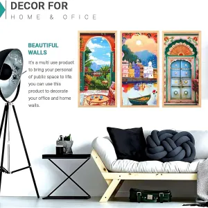 Set of Three Big Size Framed Wall Paintings Home Decor