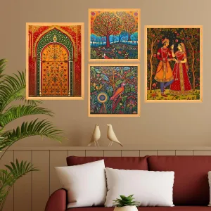 Set of Four Large Framed Wall Paintings...