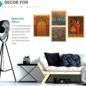 Set of Four Large Framed Wall Paintings for Wall Decor