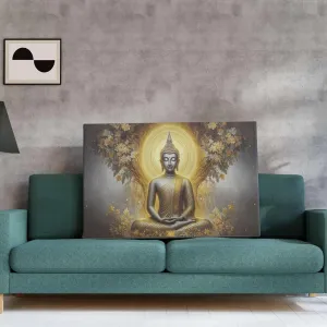 Buddha Painting with Frame Canvas Wall Art for Living Room Decor