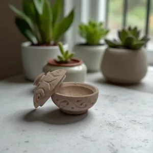 Jaali Marble Round Box 2 Decorative Storage for Home