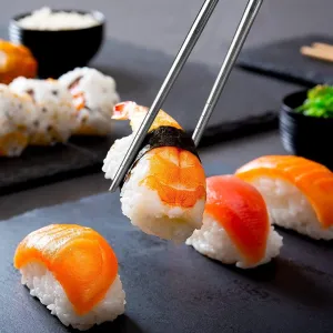 Reusable Stainless Steel Chopsticks With Non Slip Grip Grey White Finish