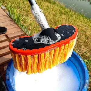 Car Cleaning Brush with Water Connection – Long-Handled Microfiber Scrub Mop, Scratch-Free Auto Wash Tool for Cars, Motorcycles & Glass