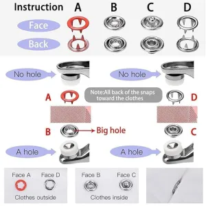 Snap Button Fastener Kit with Pliers