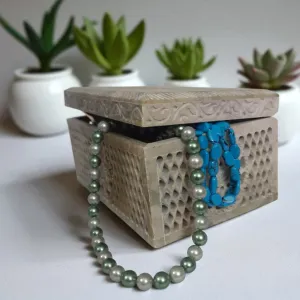 Floral Marble Jewellery Box Decorative Storage for Home