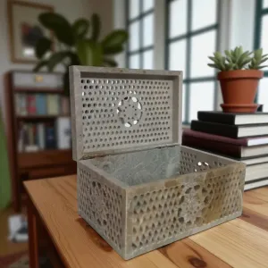 Floral Marble Jewellery Box Decorative Storage for Home