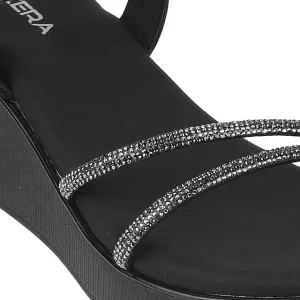 Women's Glitter Strap Wedge Sandals