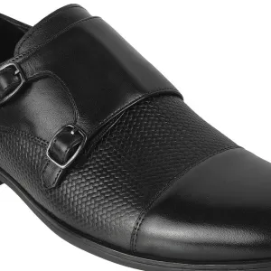 Mens Dominio Double Monk Strap Shoes Black