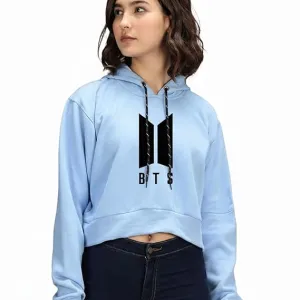 Women's Crop Hoodie Long Sleeve Drawstring Cotton Regular Hooded I Hoodie for Girls and Womens Sweatshirt