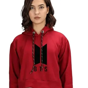 Women's Crop Hoodie Long Sleeve Drawstring Cotton Regular Hooded I Hoodie for Girls and Womens Sweatshirt