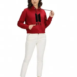 Women Regular Fit Cotton Crop Hoodie Sty...