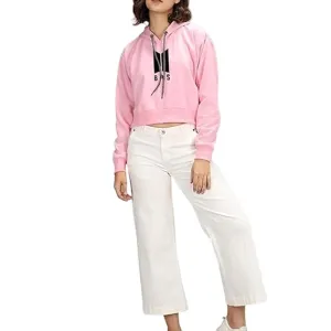 Women's Crop Hoodie Long Sleeve Drawstri...