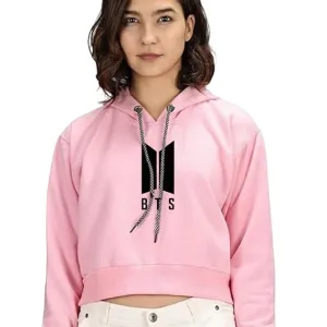 Women's Crop Hoodie Long Sleeve Drawstring Cotton Regular Hooded I Hoodie for Girls and Womens Sweatshirt