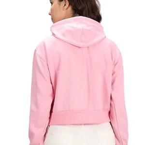 Women Casual Crop Hoodie Long Sleeve Drawstring Sweatshirt