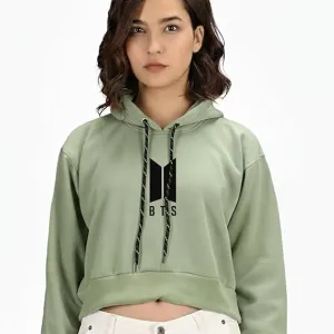 Women's Crop Hoodie Long Sleeve Drawstring Cotton Regular Hooded I Hoodie for Girls and Womens Sweatshirt