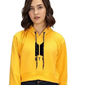 Women's Crop Hoodie Long Sleeve Drawstring Cotton Regular Hooded I Hoodie for Girls and Womens Sweatshirt