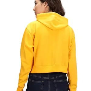 Women Crop Hoodie Cotton Drawstring Long Sleeve Casual Wear
