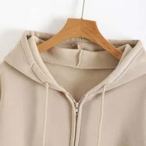 Women’s Polycotton Fleece Plain Full-Zip Hooded Winter Sweatshirt | Kangaroo Pocket | Casual Warm Outerwear