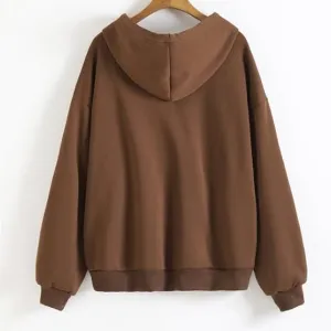 Women’s Polycotton Fleece Plain Full-Zip Hooded Winter Sweatshirt | Kangaroo Pocket | Casual Warm Outerwear