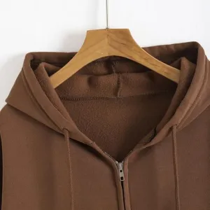 Women Polycotton Button Collar Hoodie Warm Casual Style
