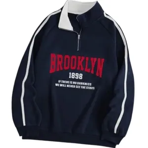 Men’s Collar Chain Cotton Fleece Sweatshirt | Warm Hoodie for Gym, Travel & Casual Winter Wear