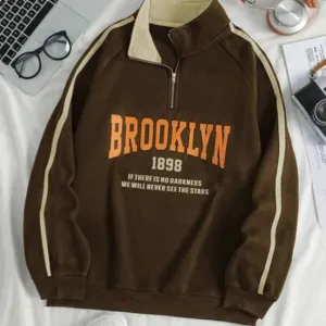 Men’s Collar Chain Cotton Fleece Sweatsh...