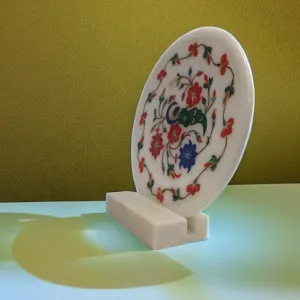 White Marble Inlay Work Decorative Plate Handcrafted