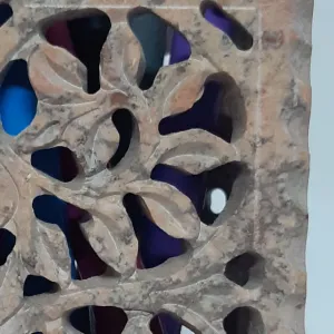 Marble Pen Holder with Tealight Stand Leaf Flower Design