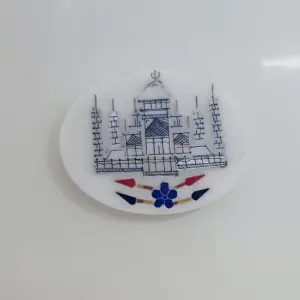 White Marble Magnet with Semi Precious Inlay Stone Work