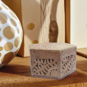 Hand Carved Marble Jewelry Box with Hexagonal Design