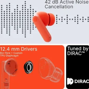 CMF BY NOTHING Buds 2a (Orange) | 42 dB ANC | 12.4mm Dirac-Tuned Drivers | Ultra Bass | 35.5 Hrs Playback | Bluetooth 5.4 | Fast Charging | IPX4 TWS Earbuds with Mic