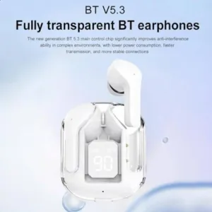 UltraPods Max TWS Earbuds Pro Bluetooth | Transparent Design | Fast Charging | 13mm HD Bass Drivers | Built-in Mic | Running, Outdoors, Music Sound (White)