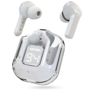 UltraPods Max TWS Earbuds Pro Bluetooth | Transparent Design | Fast Charging | 13mm HD Bass Drivers | Built-in Mic | Running, Outdoors, Music Sound (White)