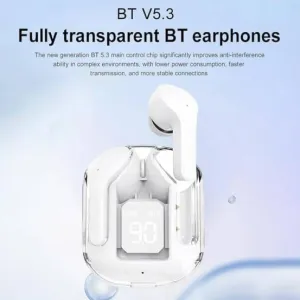 UltraPods Max TWS Earbuds Pro Bluetooth | Transparent Design | Fast Charging | 13mm HD Bass Drivers | Built-in Mic | Running, Outdoors, Music Sound (White)