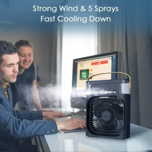 AC Cooler USB Rechargeable Air Cooler, 3 Speeds, 7 Colors LED Night Light, Portable Mini Air Conditioner Fan with Water Cooling, Humidifier, Purifier for Home, Office, Bedroom