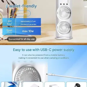 Bestseller 4000 mAh Double Ended Spray Fan, 2025 New 3 Gears USB Rechargeable Oscillating Cooler
