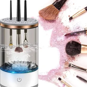Spinning makeup brush cleaner fits all b...