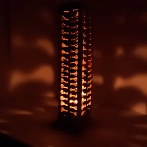 11 Inch Soapstone Marble Candle Stand with Leaf Carving