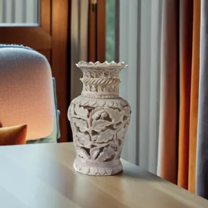 Soapstone Marble Flower Vase with Intric...