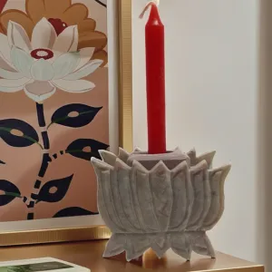 Lotus Design Soapstone Marble Candle Stand Tealight Holder
