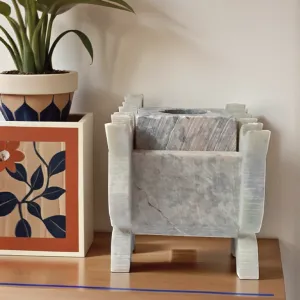 Lotus Design Soapstone Marble Candle Stand Tealight Holder