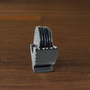 Black Round Flower Engraved Marble Coaster