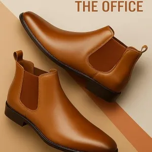Latest Trendy Men’s Tan Chelsea Boots | Premium Faux Leather Ankle Boots | Comfortable Slip-On Footwear for Men's & Boys