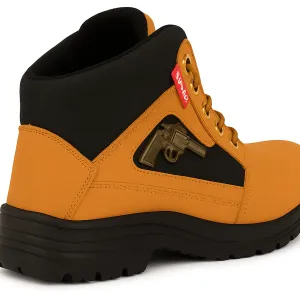 Latest Fabulous Men’s Tan Gun Boots | Premium Faux Leather Ankle Boots | Comfortable Slip-On Footwear for Men's & Boys