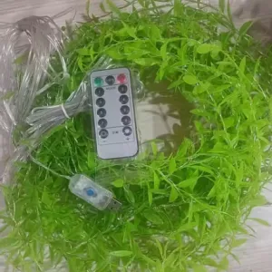 Artificial Leaf Curtain String Lights With 200 Warm White LEDs