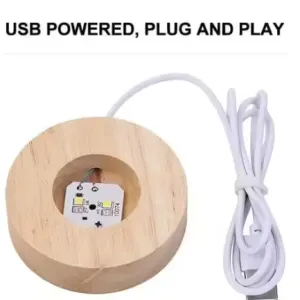 3D Crystal Ball USB Night Lamp With Wooden Base