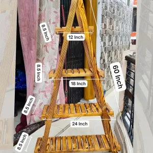 Premium 4 Tier Decor Ladder Shelf 5ft Pinewood Corner Shelf