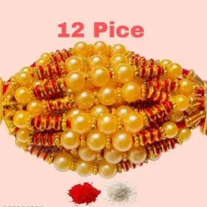 LIGHT 12 pice combo rakhi Golden white r...