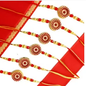 LIGHT 6 pice combo rakhi red gold beauti...
